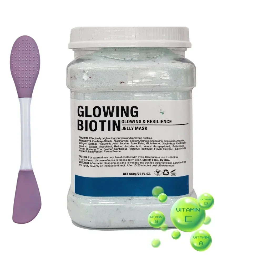 Glowing Biotin jelly mask jar with silicone brush