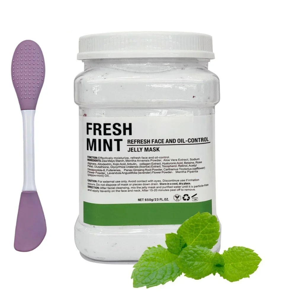 Fresh Mint jelly mask jar with silicone brush