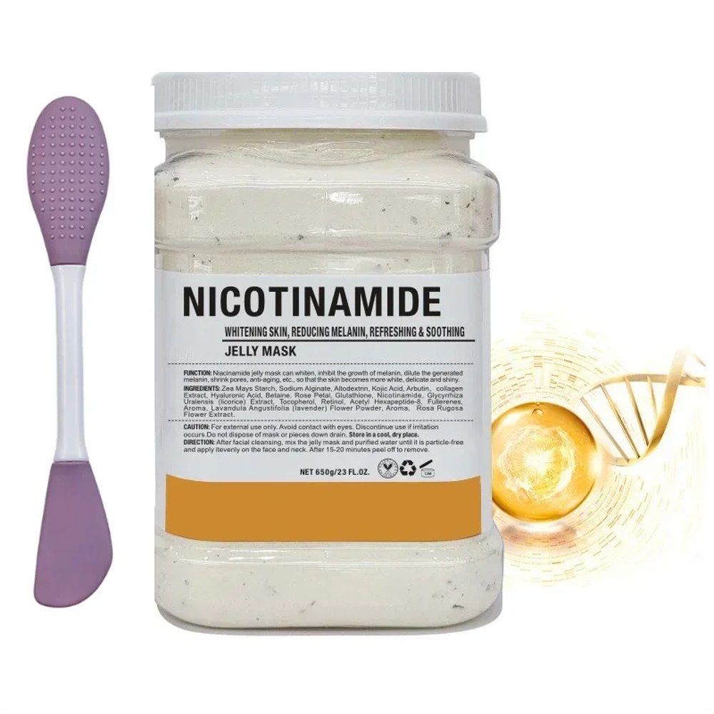 Niacinamide jelly mask jar with silicone brush