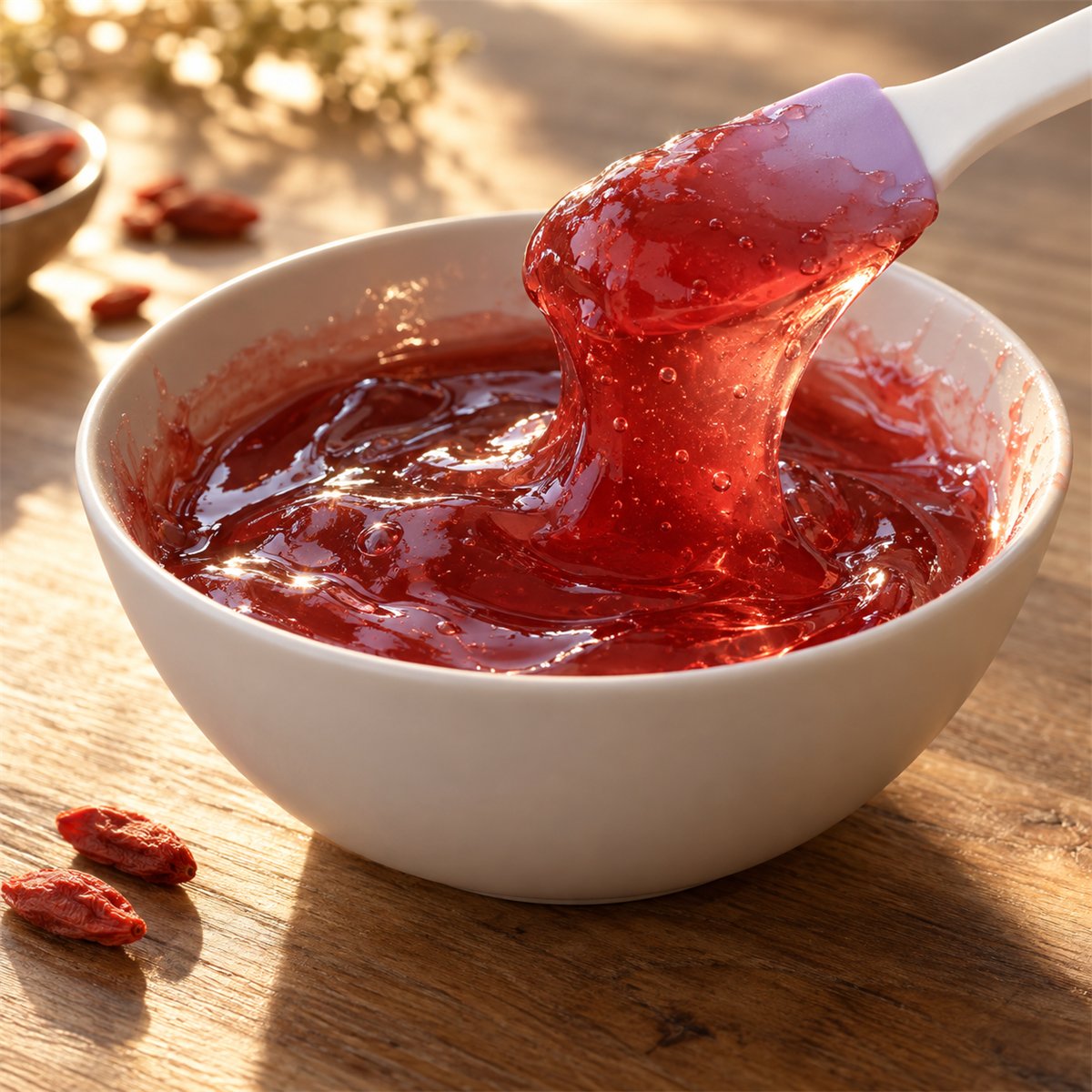 Antioxidant Goji jelly mask mixed in a bowl