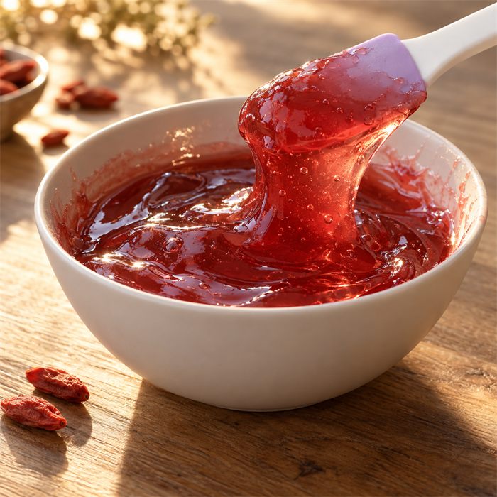 Antioxidant Goji jelly mask in a bowl