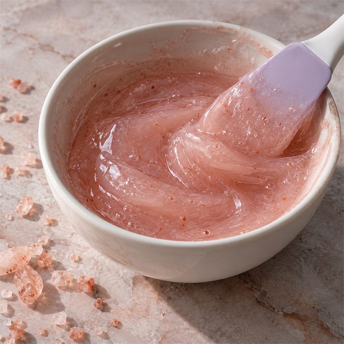 Pink Himalaya Salt jelly mask in a bowl