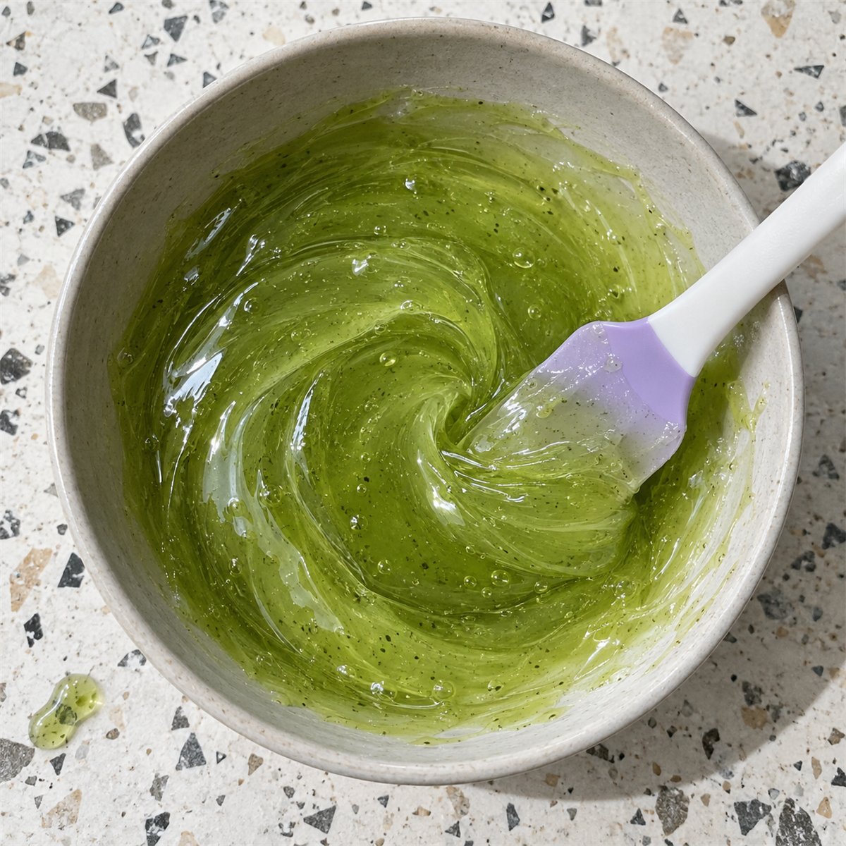 Kiwi Fruit jelly mask mixed in a bowl