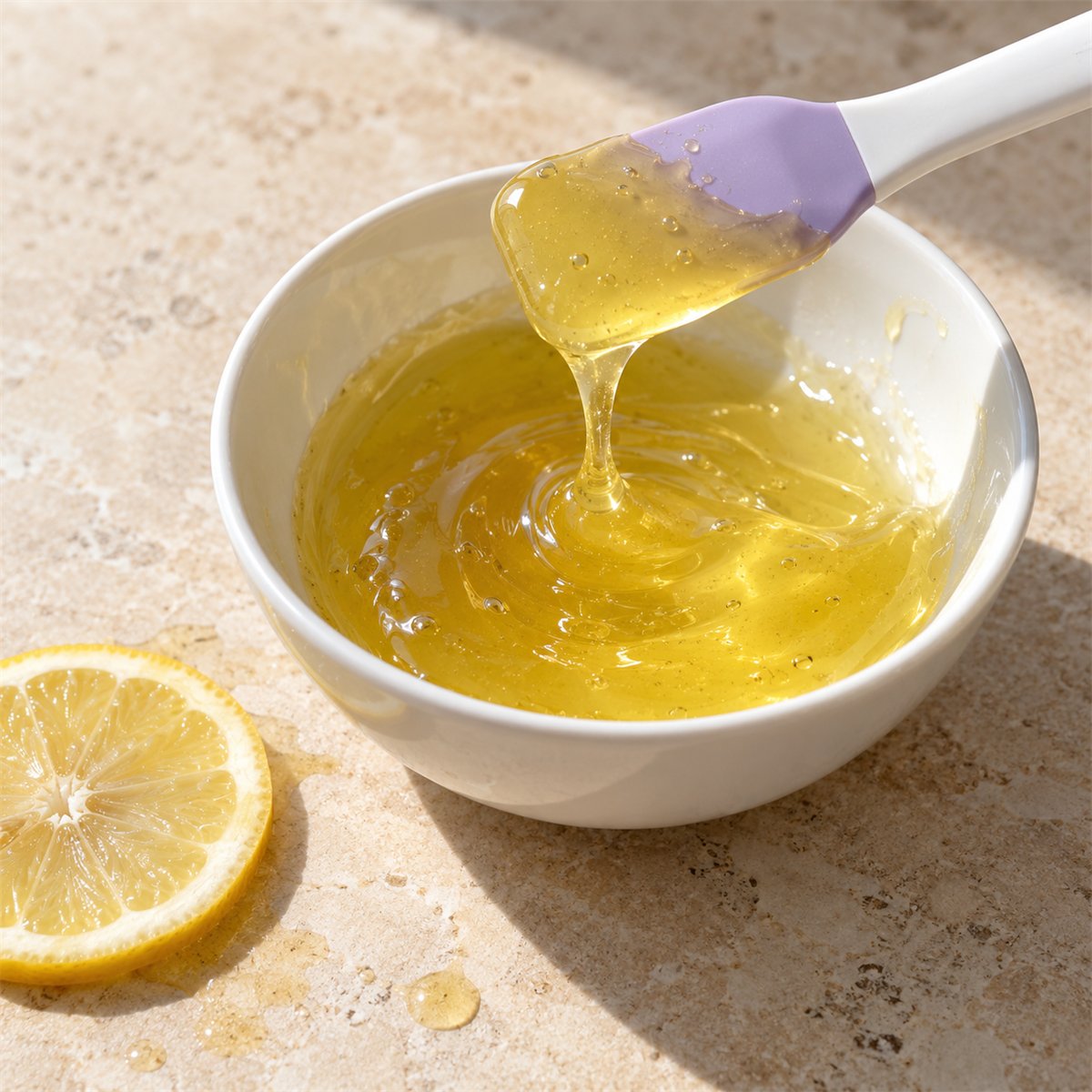 Lemon jelly mask mixed in a bowl